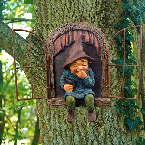 Vomiceak whimsical garden gnome statue outdoors adds yard charm