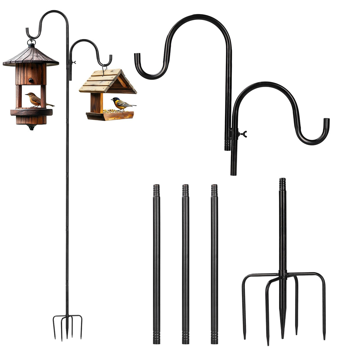 Vomsocs double shepherds hook outdoor use with height-adjustable options for versatile hanging.