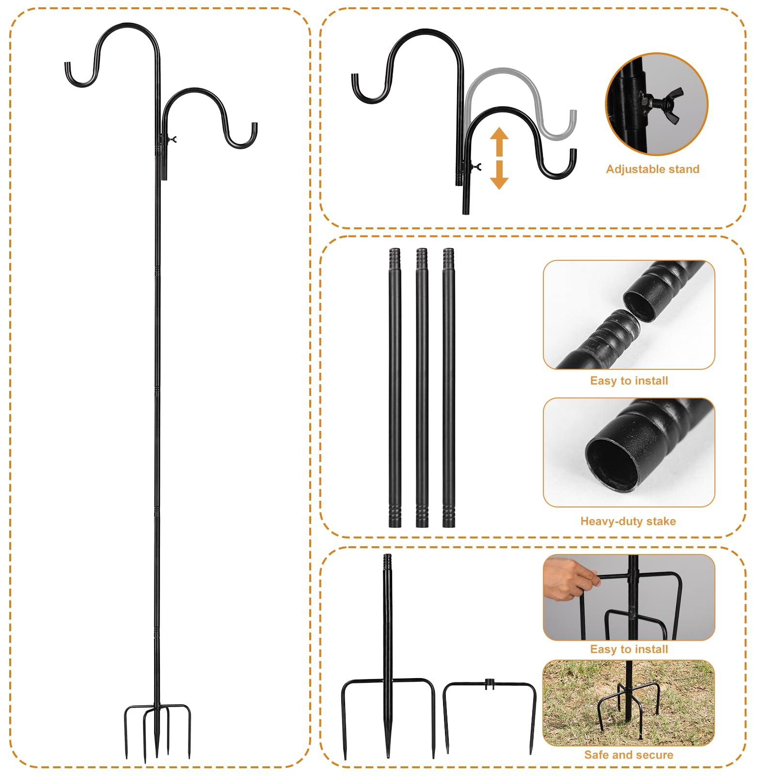 Vomsocs five-claw base anchors securely on lawns for wind-resistant stability.