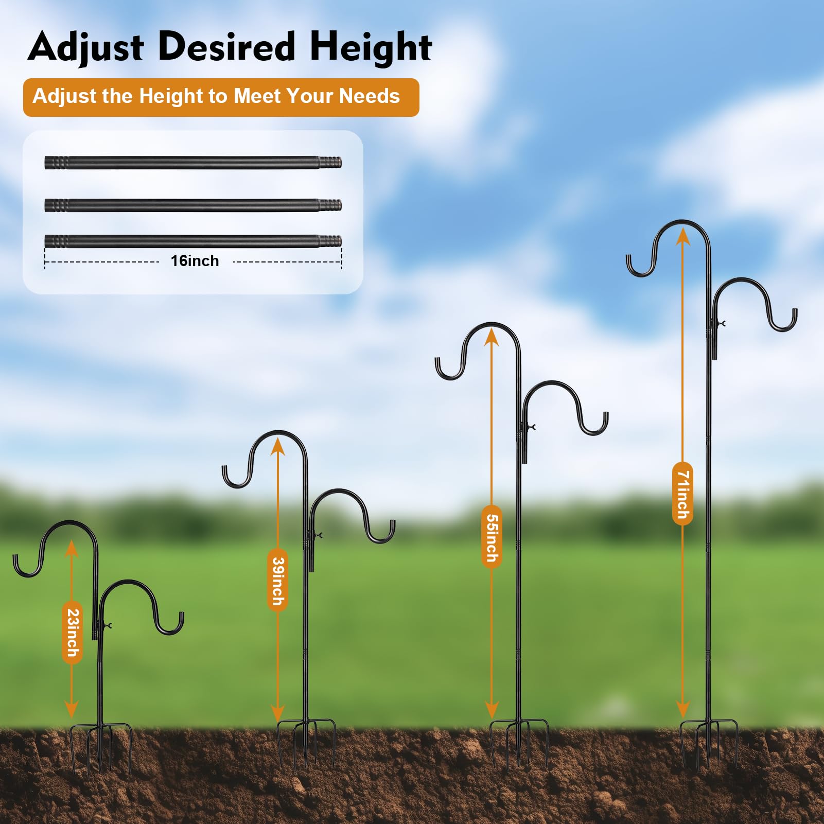 Vomsocs shepherds hook enables multi-use decor and festive displays.