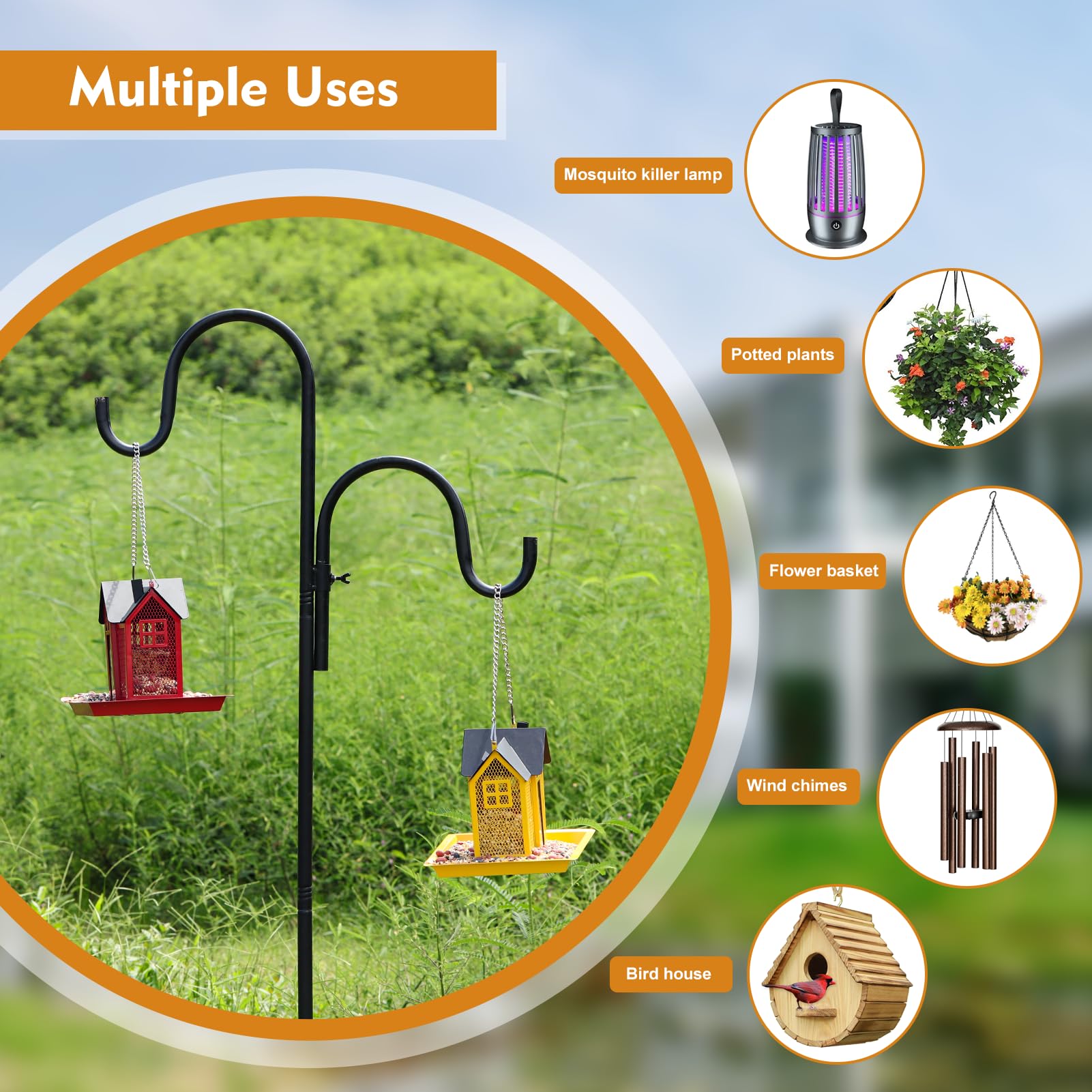 Vomsocs plant hanger provides sturdy support for flowers and planters.
