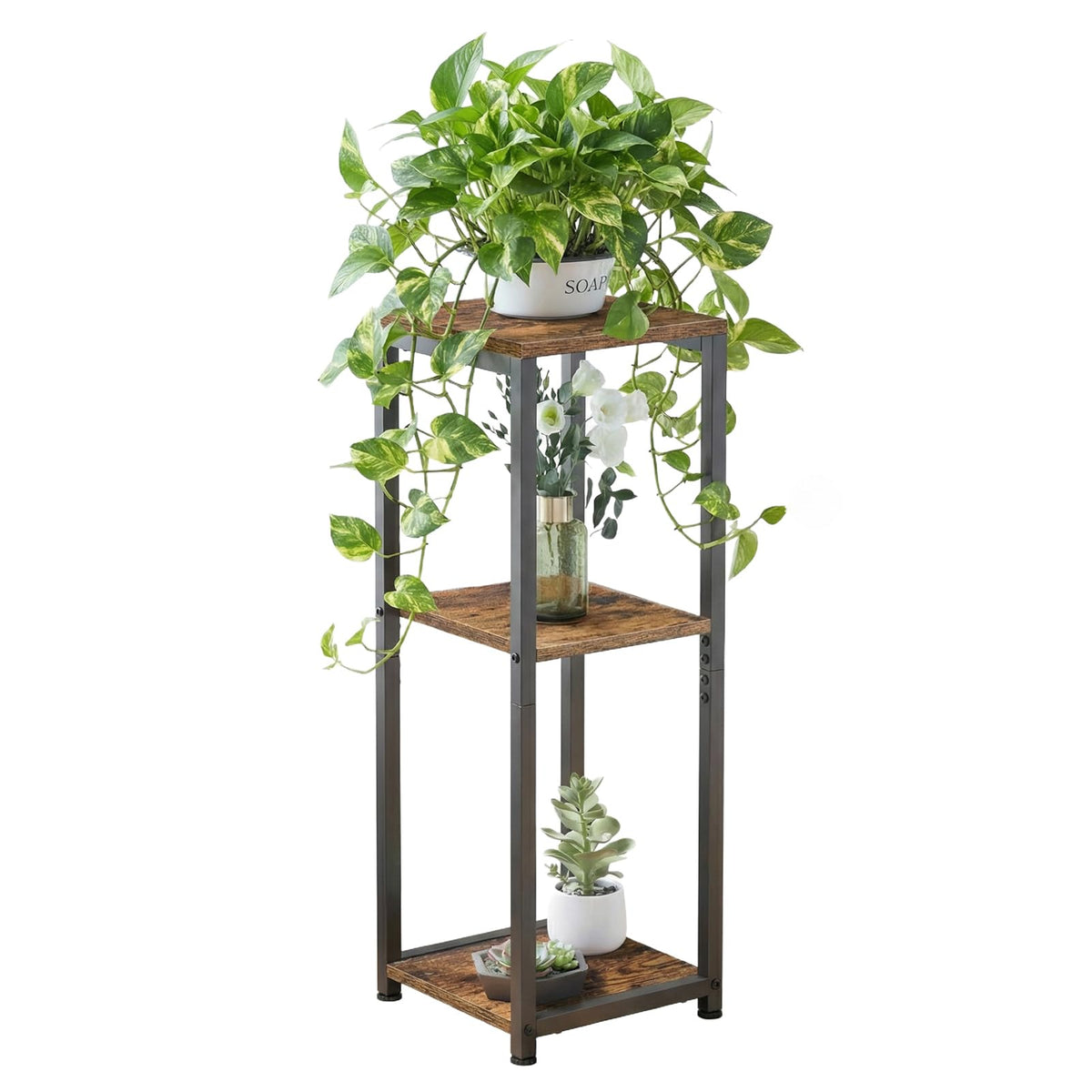 VonDream 3-tier corner plant stand showcases a compact vertical display for indoor plants.