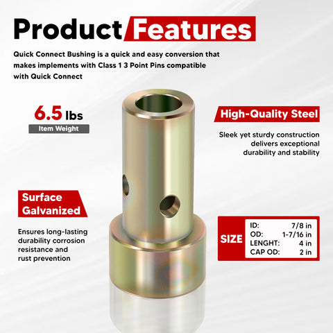 VONLX quick hitch bushings assembly installed for secure tractor attachment