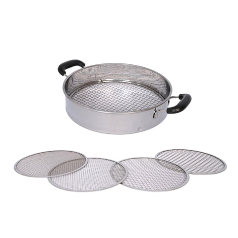 Vonoso soil sifter with handle, 13-inch diameter for efficient gardening.