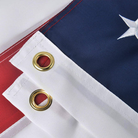 Sewn stripes detail on the VORENUS flag highlights craftsmanship and wind resistance.