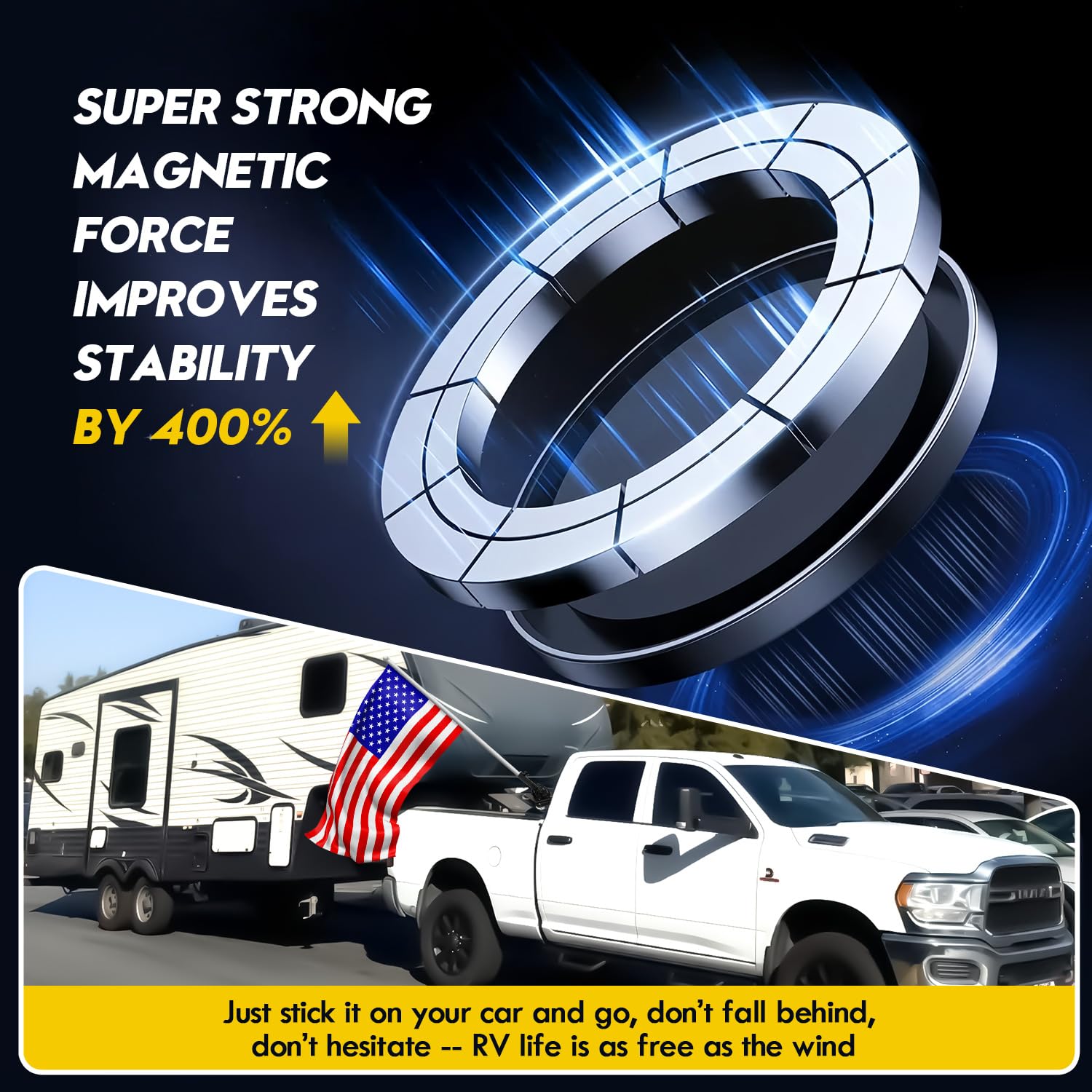 Vornalex four magnet system delivering strong stability on an RV surface