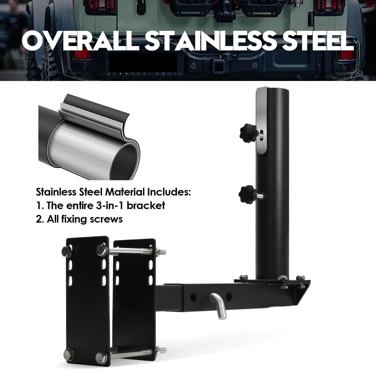 Vornalex stainless steel flag pole mount resists rust for long-term outdoor use.