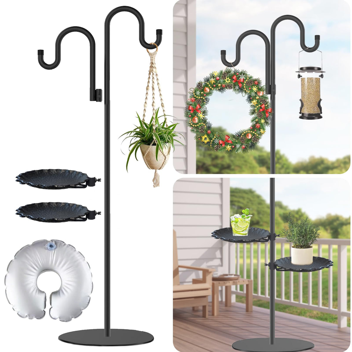 Vorriop upgraded 74-inch shepherd hook stand with durable outdoor base