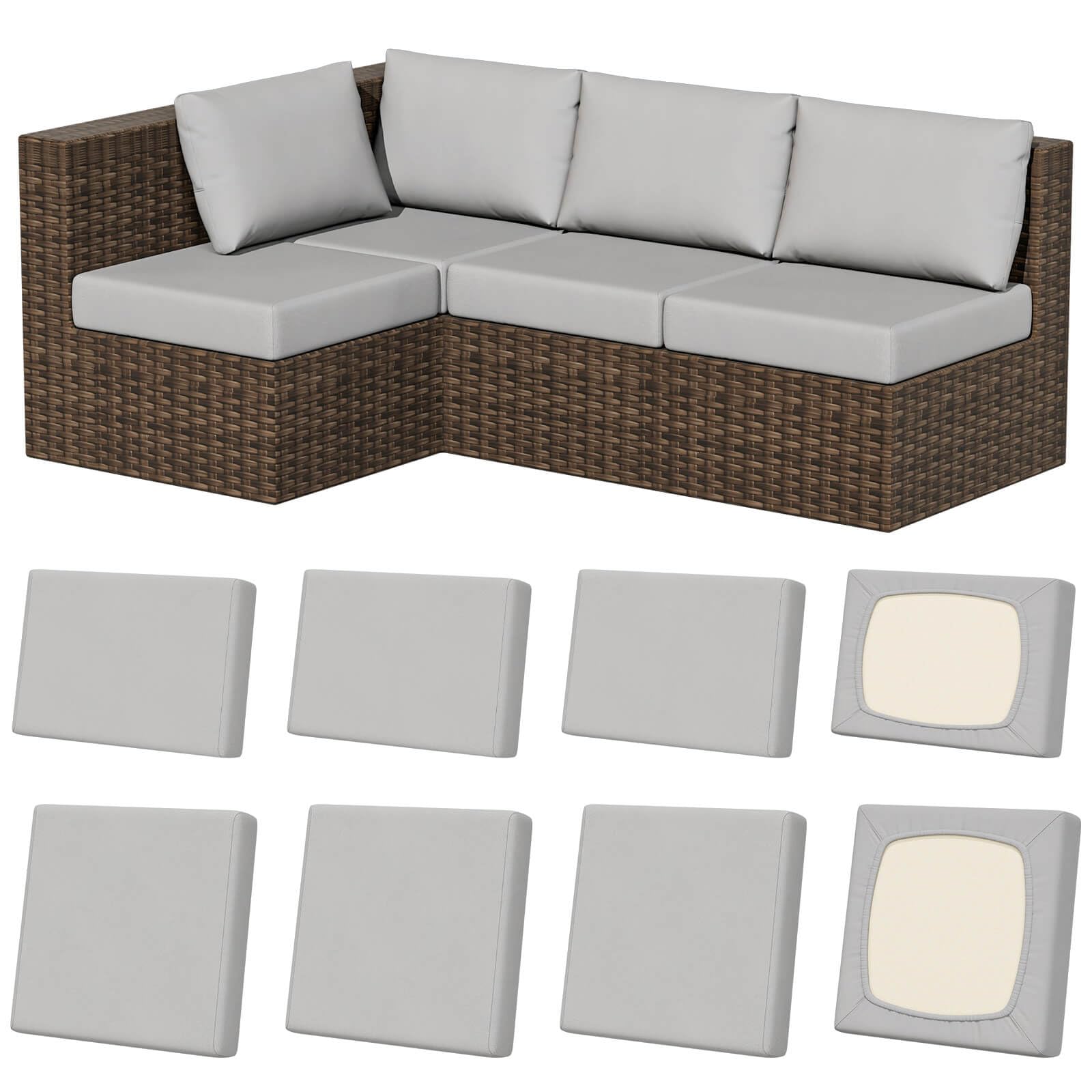 Vorshape 8Pcs stretch outdoor cushion covers for square-large cushions keep outdoor sofas refreshed