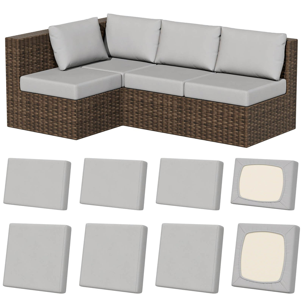 Vorshape 8Pcs stretch outdoor cushion covers for square-large cushions keep outdoor sofas refreshed