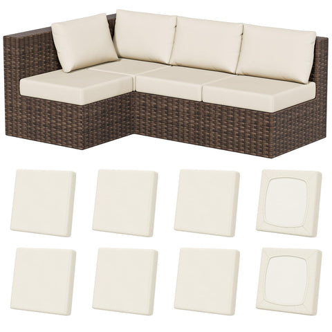 Vorshape 8Pcs beige stretch cushion covers set for quick outdoor refresh