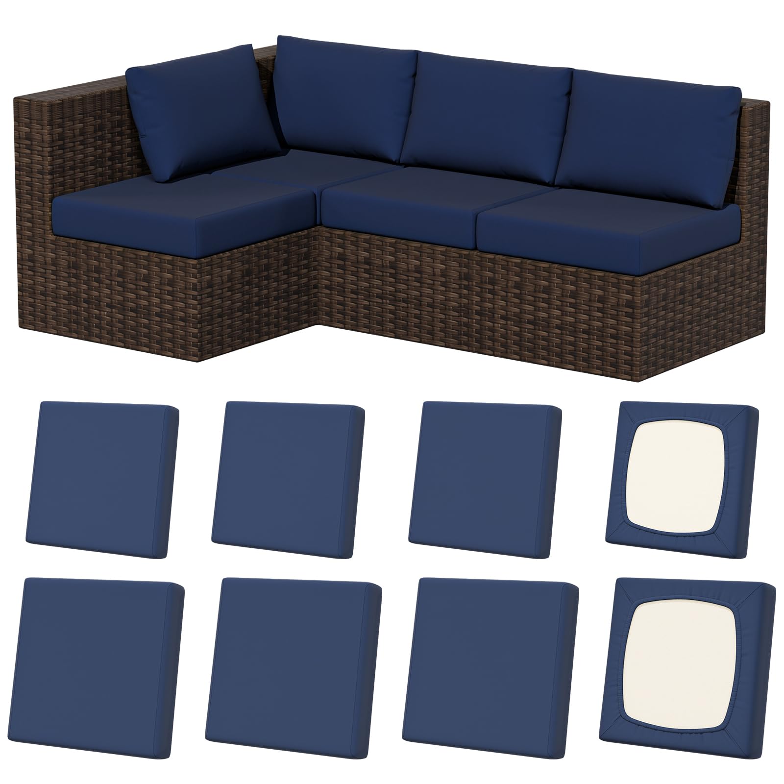Vorshape 8Pcs stretch cushion covers on large square cushions for a sleek, wrinkle-free update.