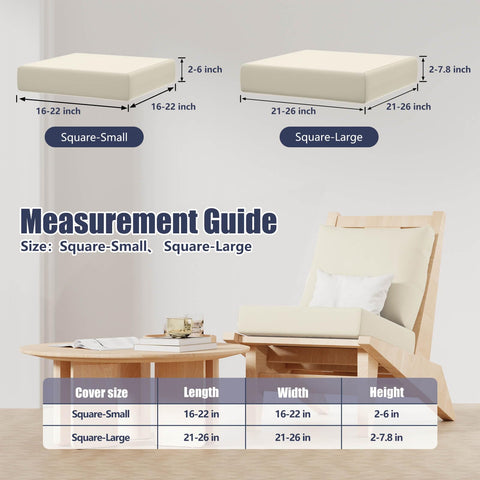 Vorshape 8Pcs square small beige cushion covers for snug fit on compact cushions.