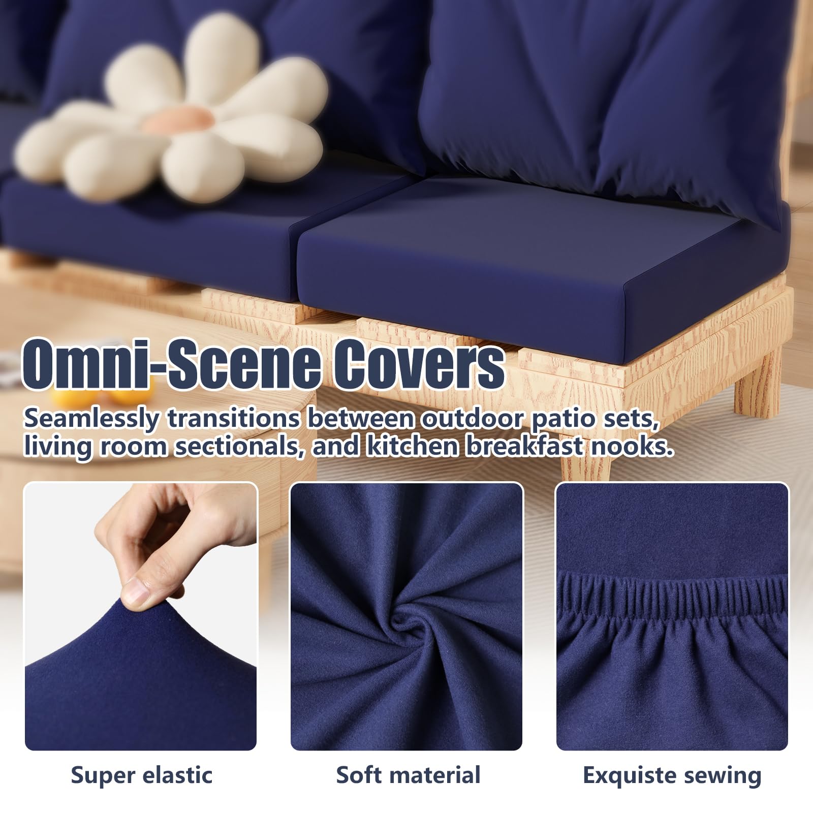Vorshape cushion cover back elastic straps keep the fit secure on cushions.
