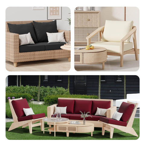 Vorshape machine-washable cushion covers offer easy outdoor maintenance.