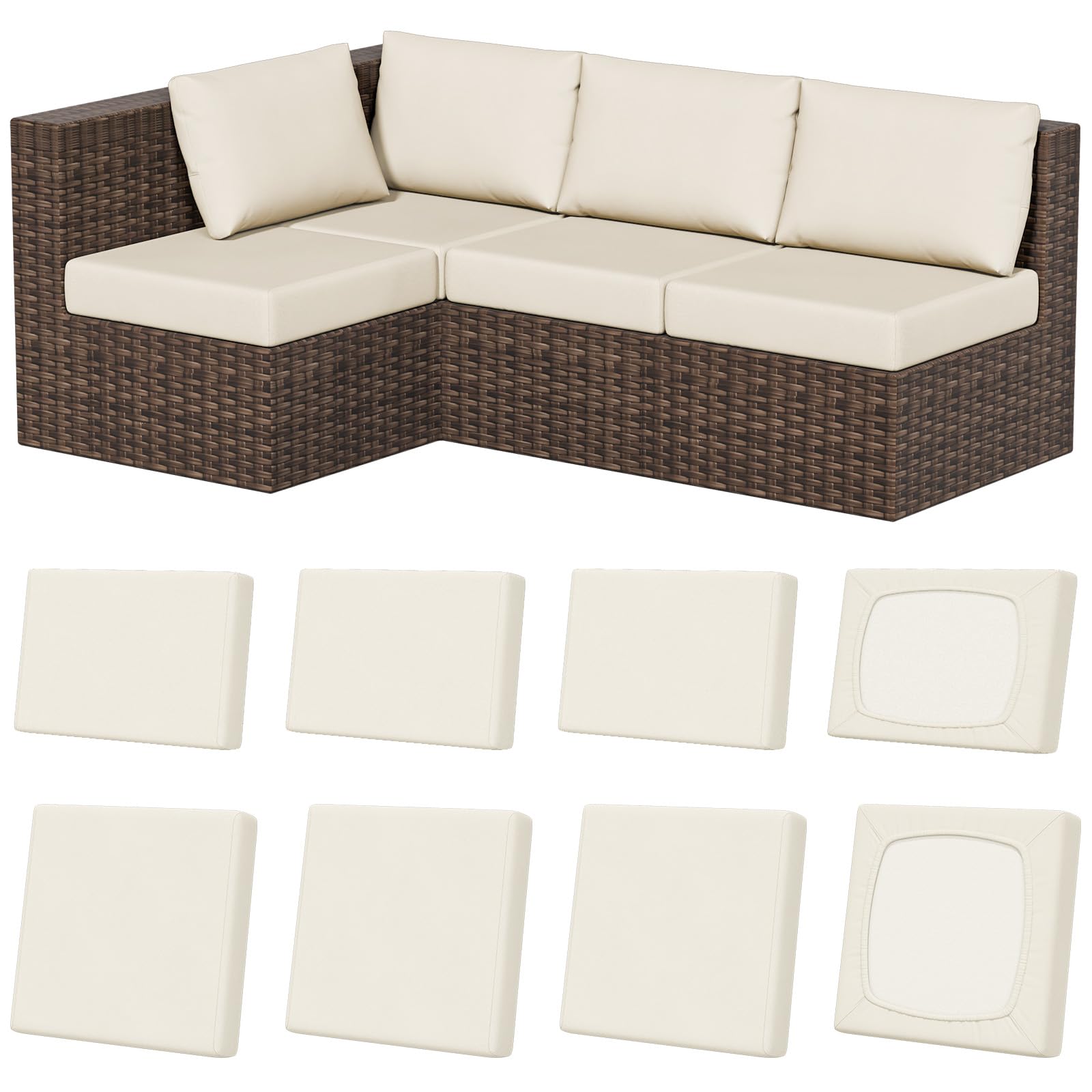 Vorshape square-large beige cushion cover protects outdoor cushions from wear and stains