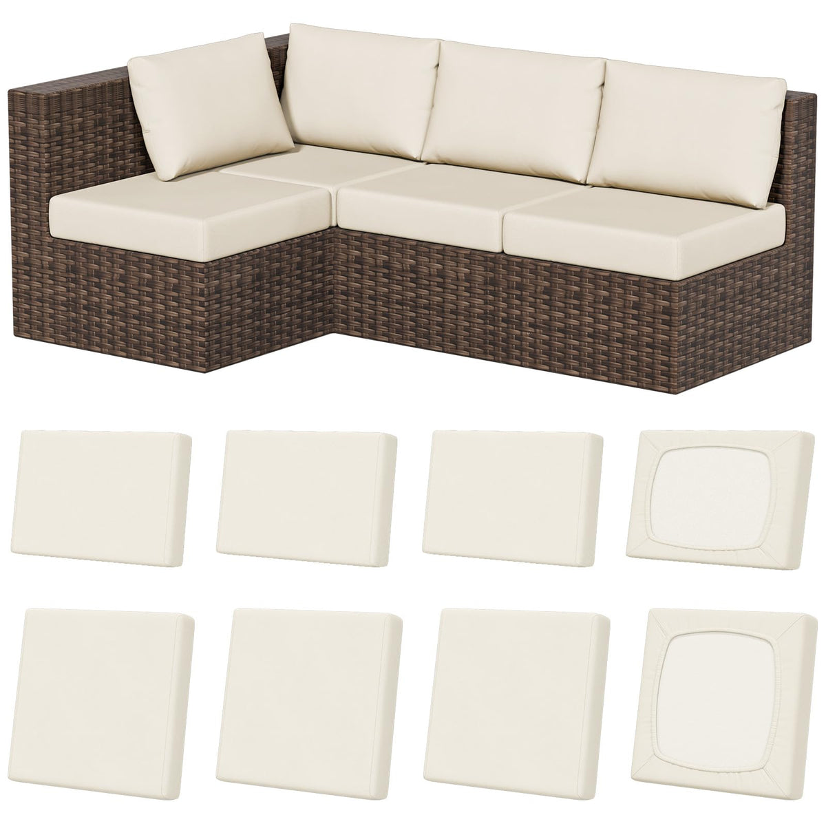 Vorshape square-large beige cushion cover protects outdoor cushions from wear and stains