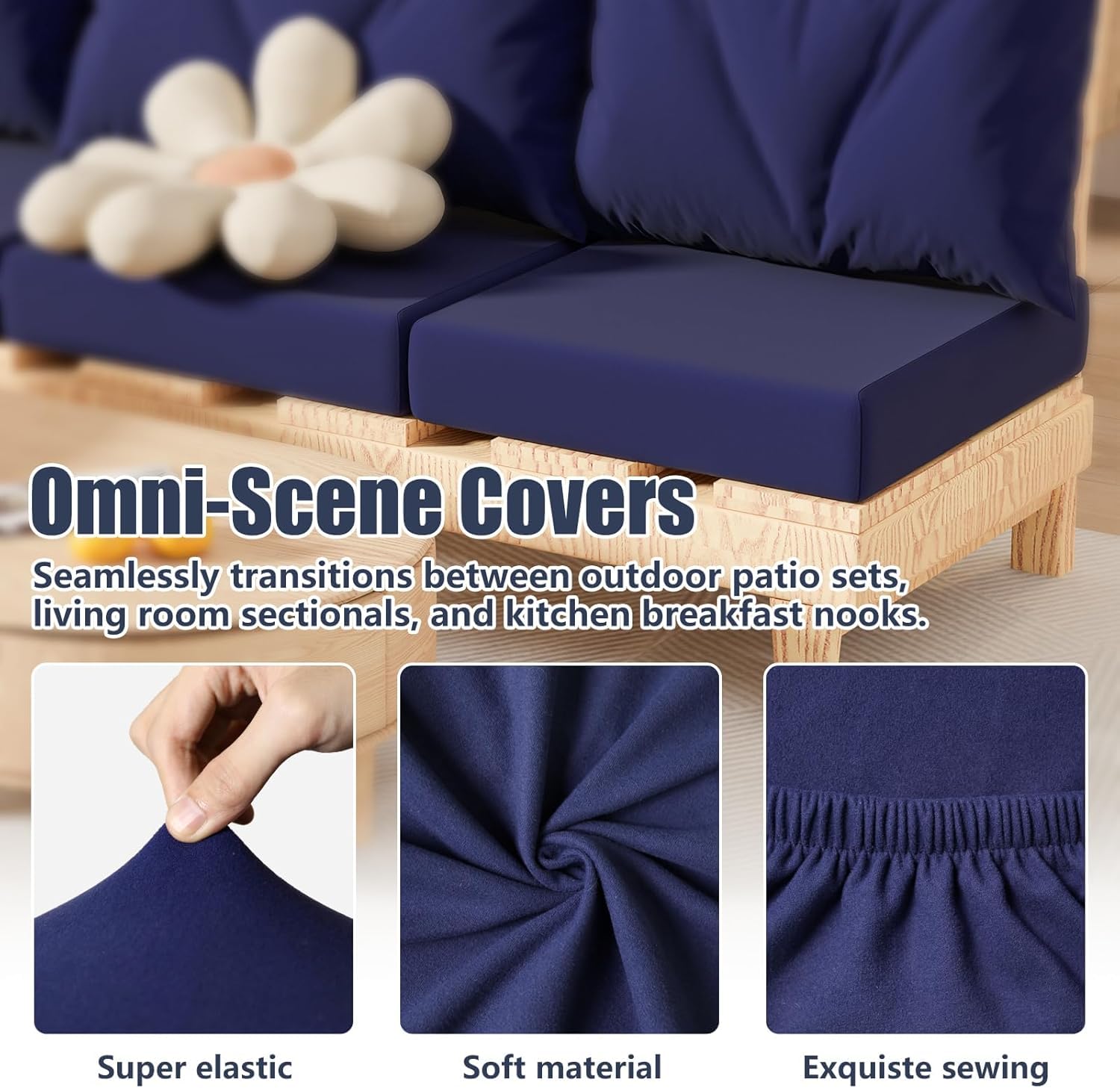 Vorshape stretch-fit cushion cover demonstrating universal compatibility.