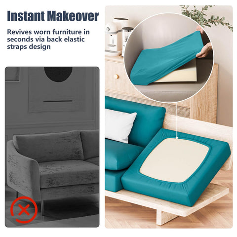 Vorshape cushion cover installs quickly with back elastic straps.