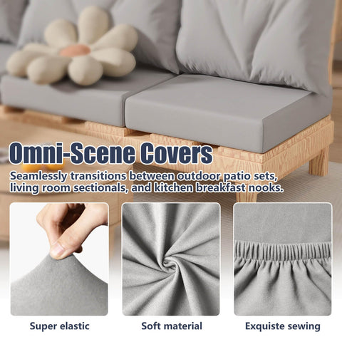 Vorshape stretch-patio-cushion-cover square-large air-grey packaging showing eight-piece set.