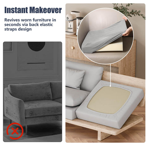Vorshape stretch-patio-cushion-cover square-large air-grey washability shown on cold cycle.