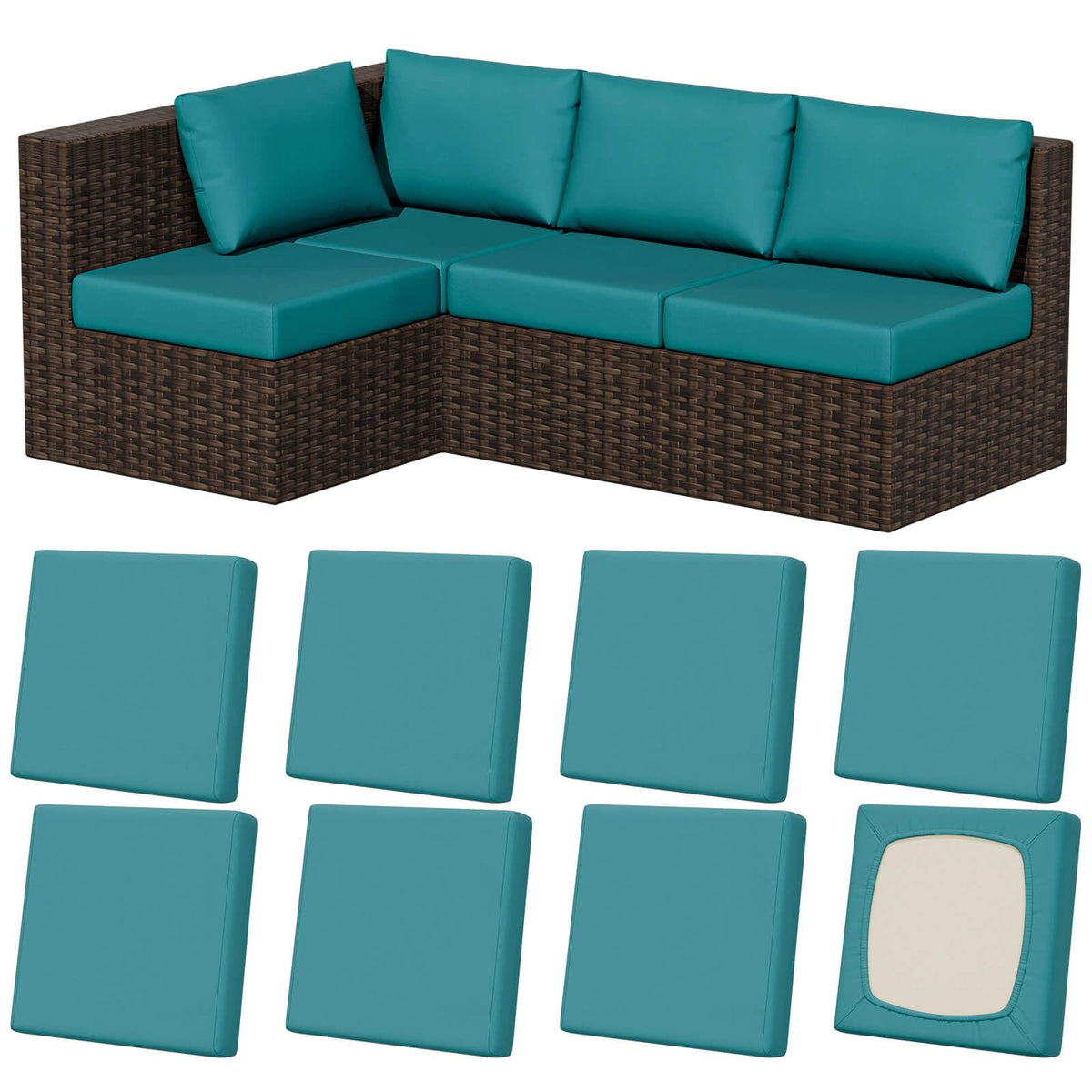 Vorshape petrol blue square cushion cover offers a wrinkle-free fit for large cushions.