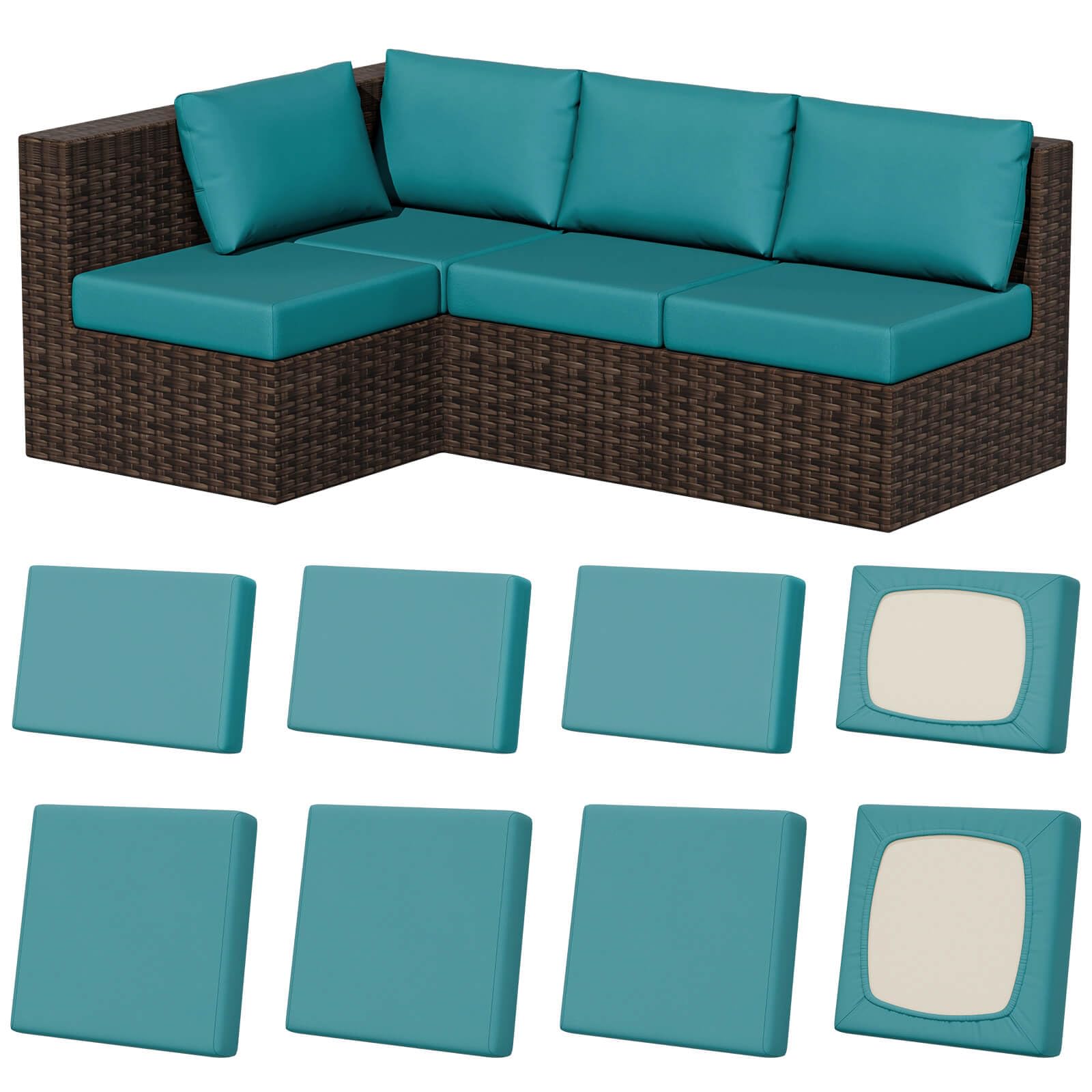 Vorshape square large petrol blue cushion cover with stretch fit for a wrinkle-free look.