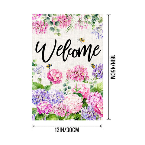Vorupel burlap garden flag texture highlights durable outdoor decor.