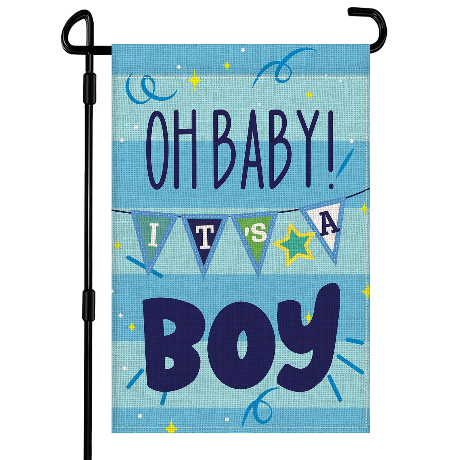 Vorupel Oh Baby It's a Boy garden flag, double-sided for bright outdoor display.