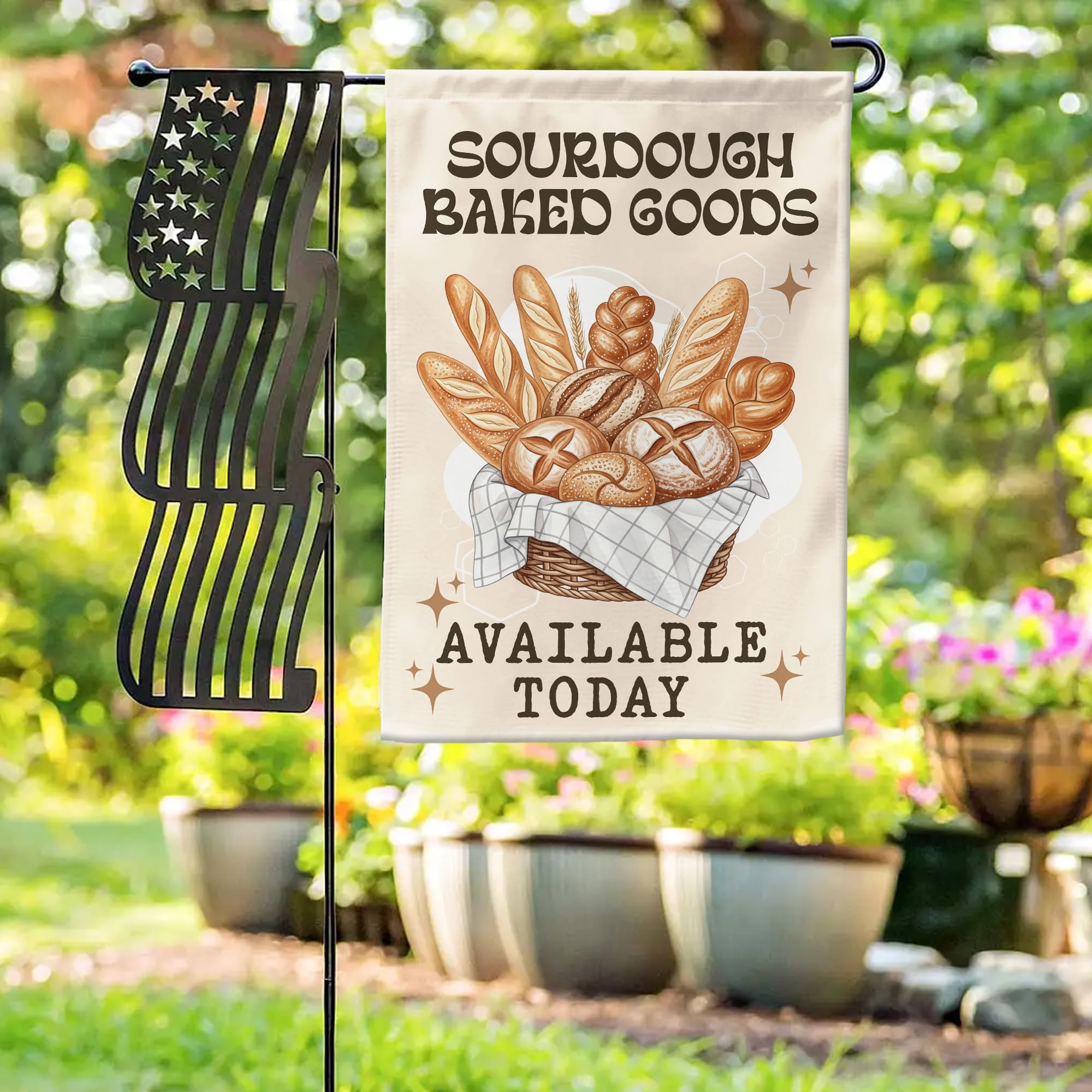 VOTANTA Sourdough Bakery Garden Flag durable polyester for all weather use.