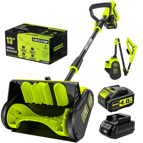 VOTLEMI 13-inch cordless snow shovel clears a wide path quickly.