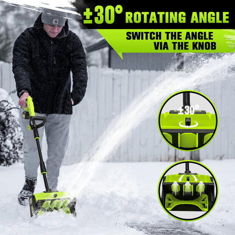 VOTLEMI cordless shovel starts with a simple safety switch and trigger.