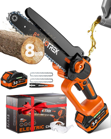 VOTREK 8-inch mini chainsaw bar and chain for efficient yard trimming