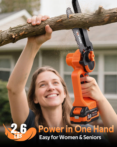VOTREK 8-inch mini chainsaw tool-free tensioner speeds setup