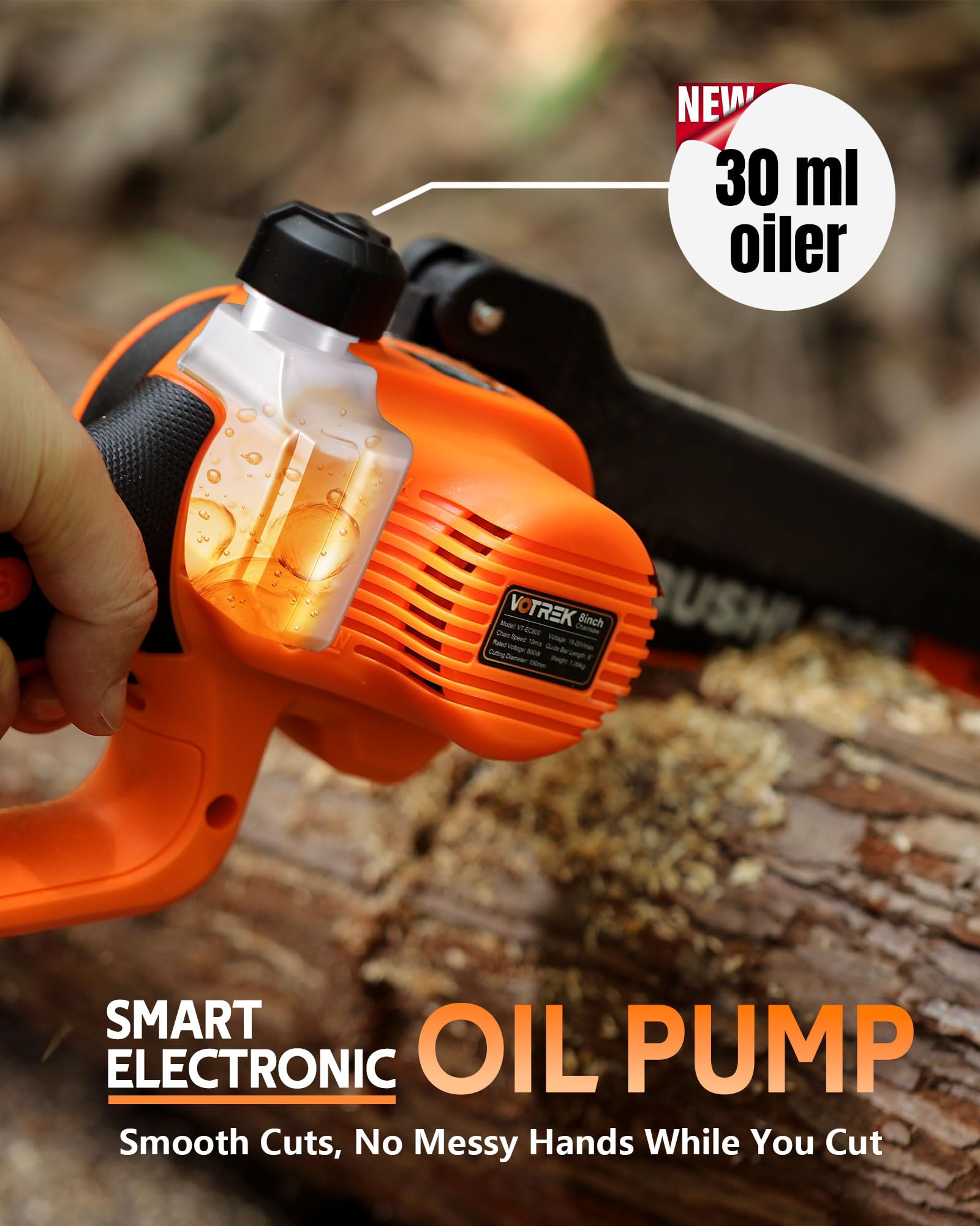VOTREK dual 3.0Ah batteries support longer cutting sessions.