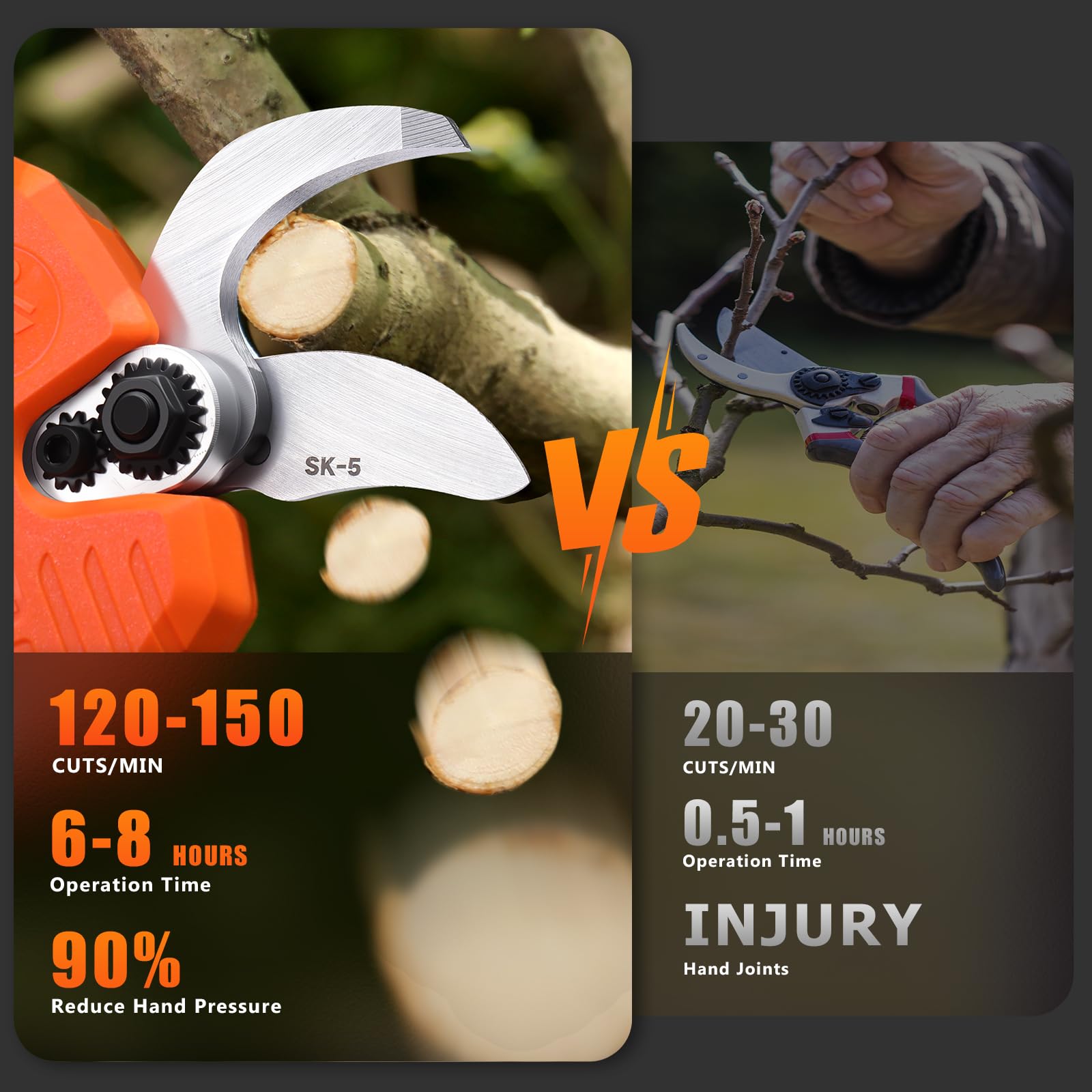 VOTREK pruning shears in action cutting a branch efficiently