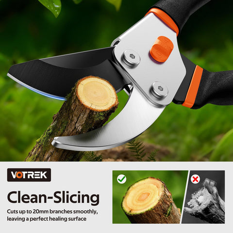 VOTREK Pruning Shears with ever-sharp SK5 blades delivering clean cuts.
