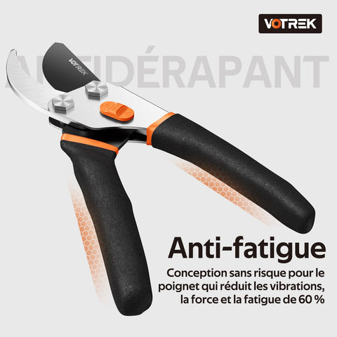 VOTREK Pruning Shears rust-proof design reduces maintenance and weather wear.
