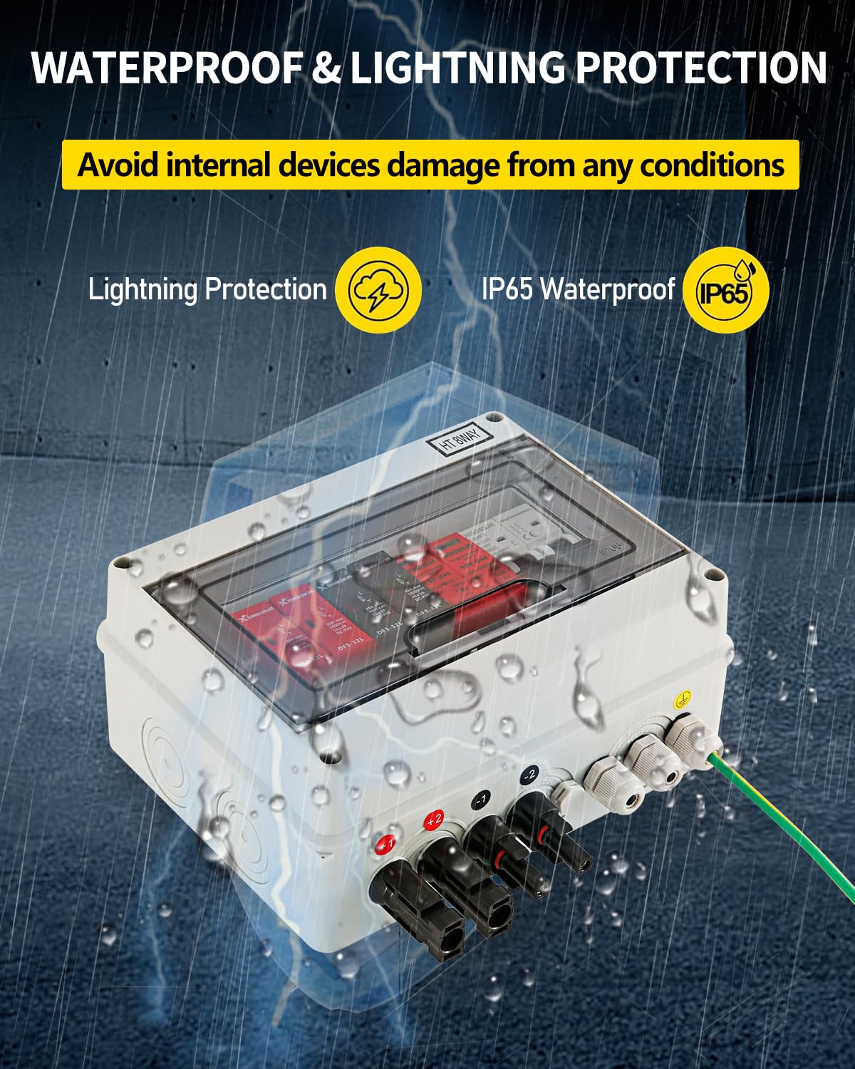 IP65-rated ABS housing protects VOU PV combiner box from weather