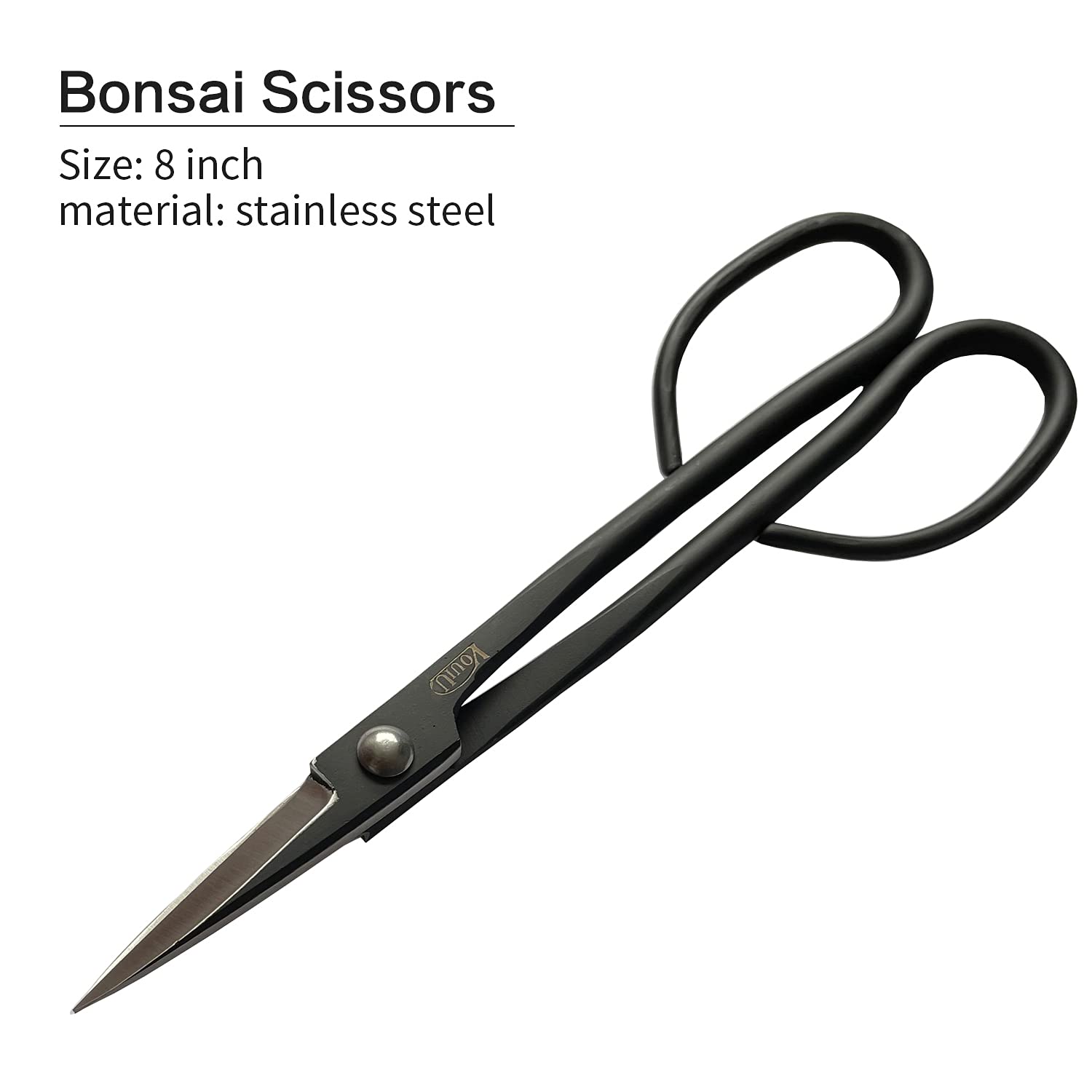 VOUIU bonsai tool set closeup shows stainless steel with wear resistant coating