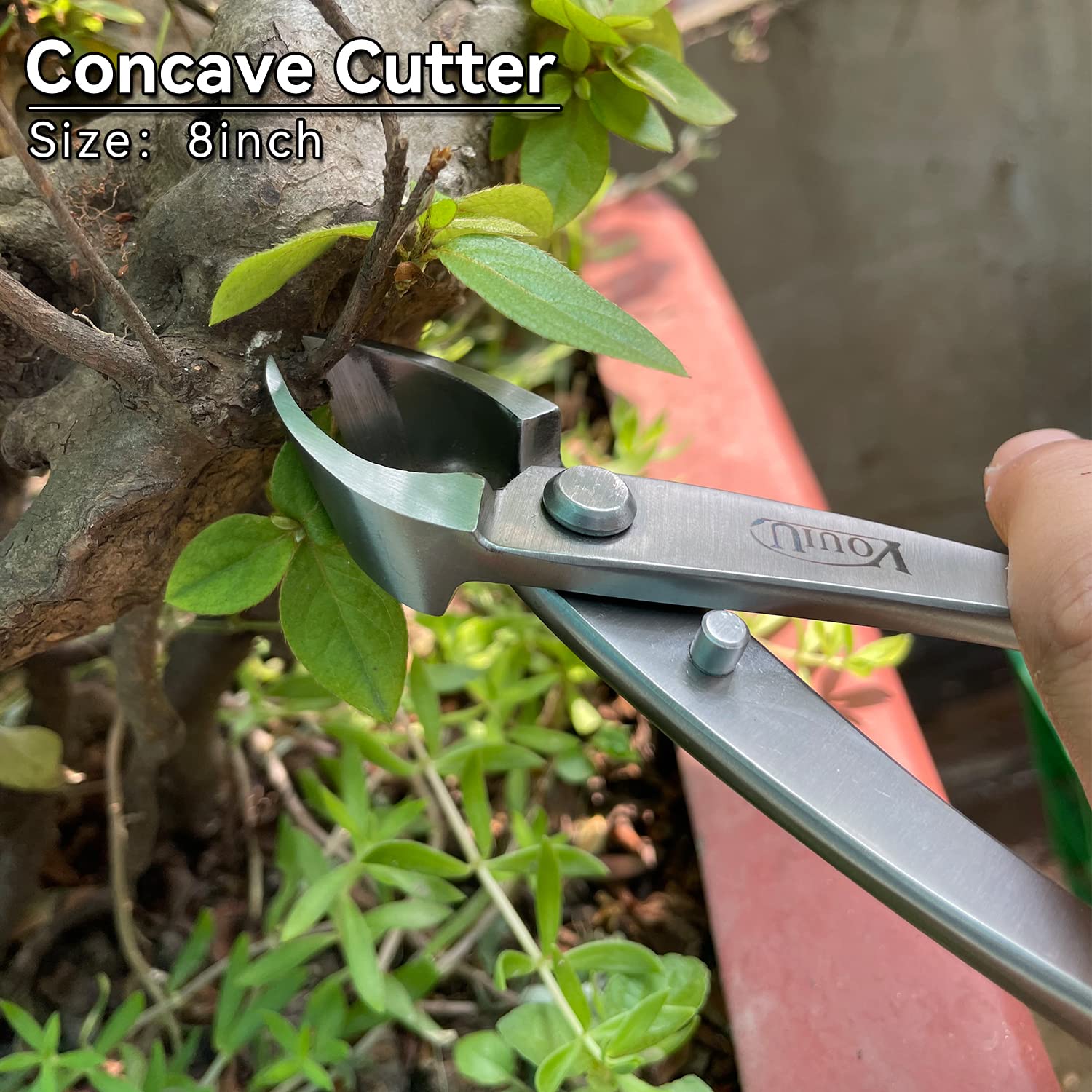 VOUIU stainless steel bonsai cutting tool highlighting durable blade.