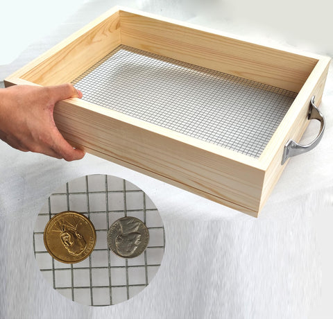 Voulosimi soil sifter 3-8 mesh screen for quick debris removal in potting soil.