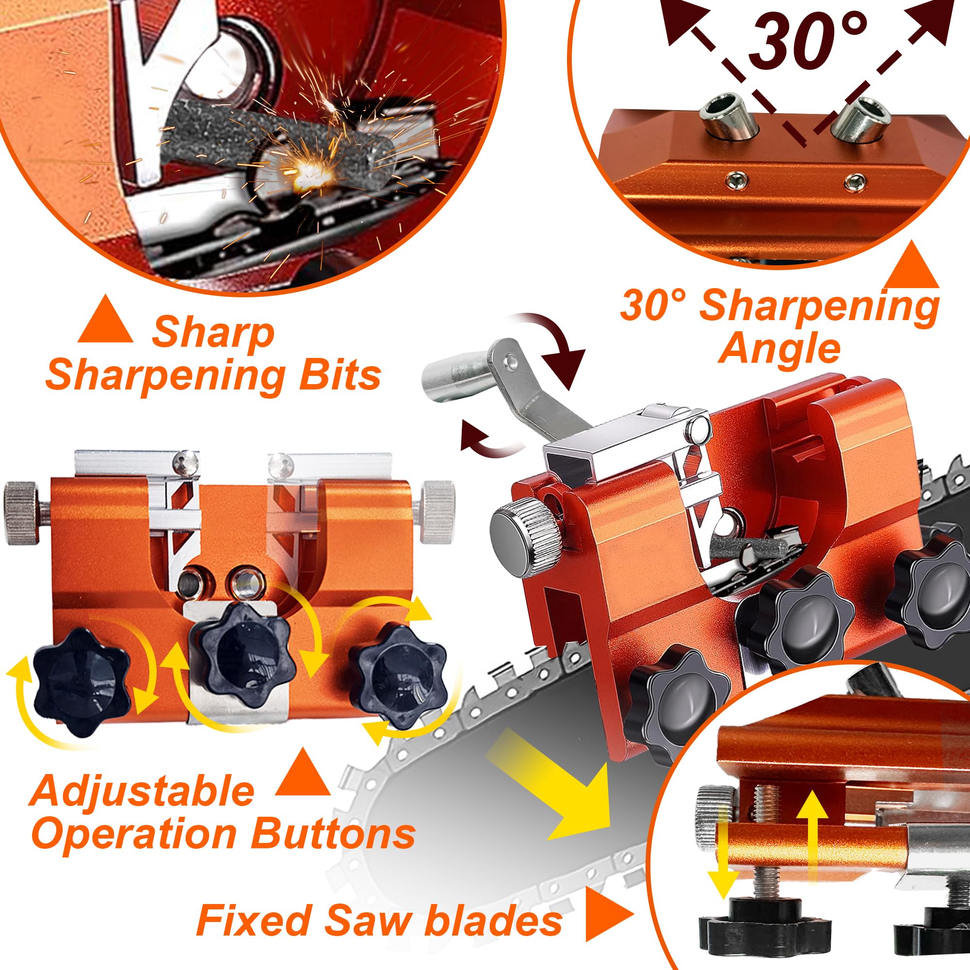VOUSXLLEZ sharpener horizontal alignment for precise tooth sharpening.