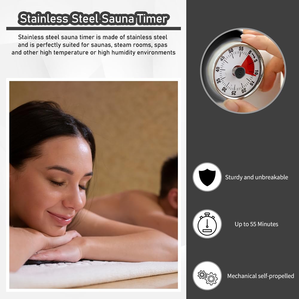 VOVCIG stainless steel timer resists humidity and heat in saunas.