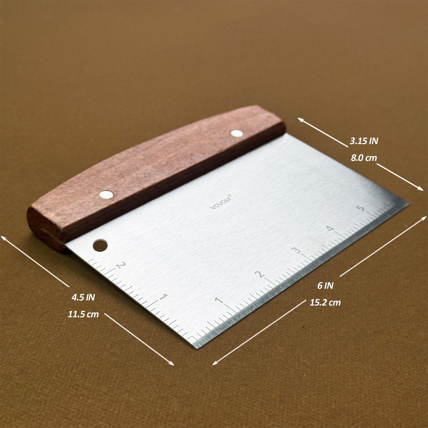 Vovoly bench scraper with precision beveled edge for clean cuts