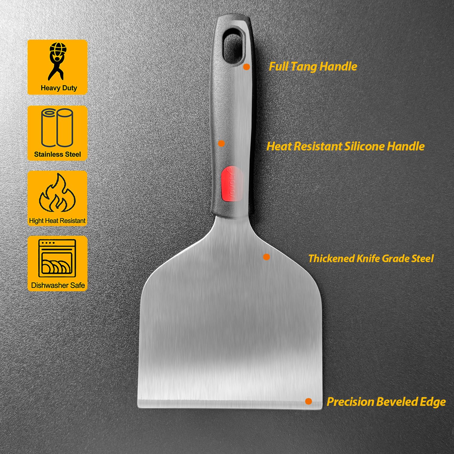Vovoly beveled front edge enhances leverage for cleaner slices and browning edges