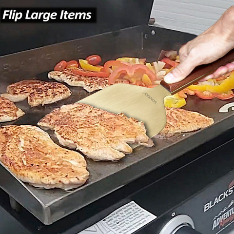 Vovoly heavy-duty burger flipper delivers strong leverage for thick patties.
