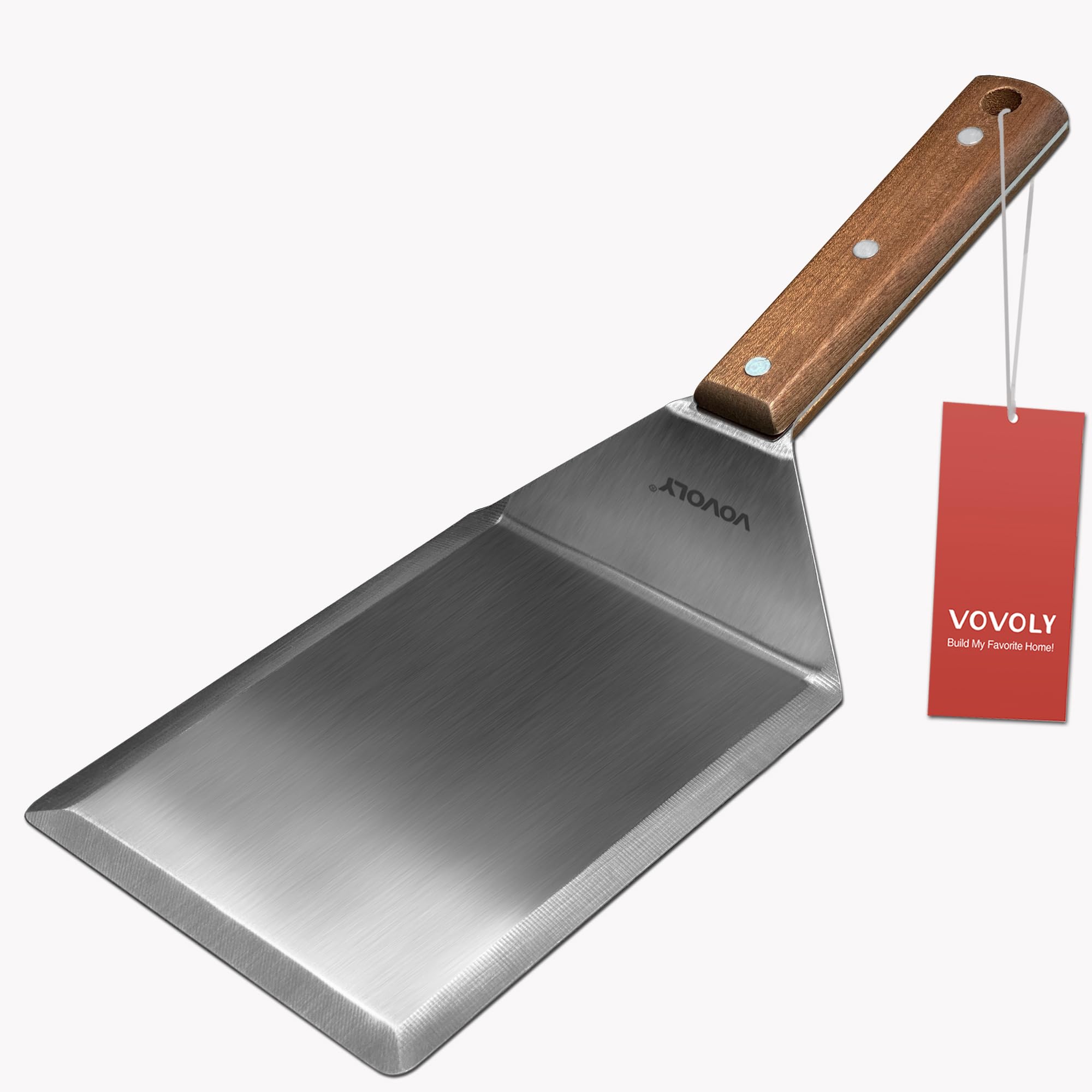 Vovoly extra wide spatula 6x5 inch for flipping burgers and pancakes.
