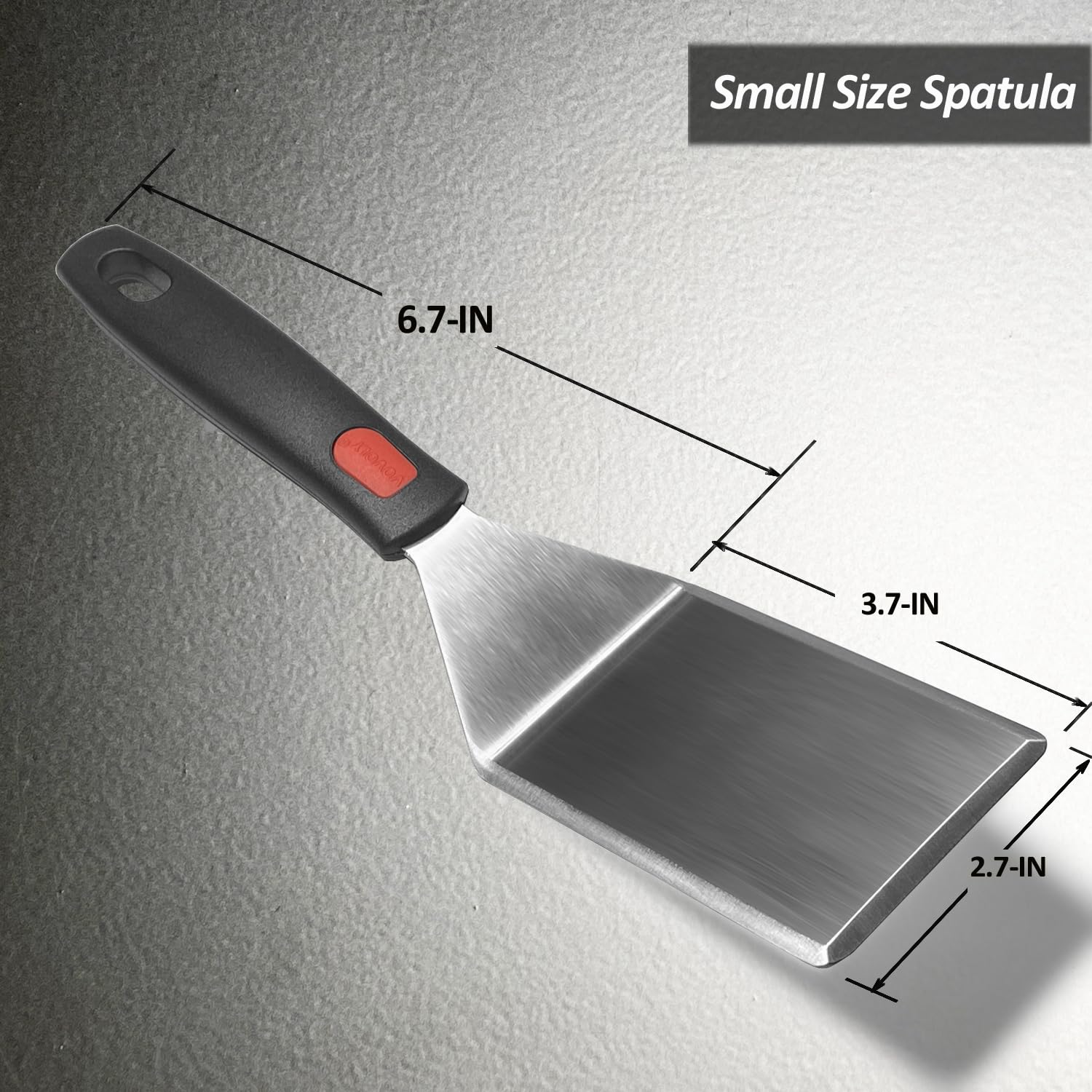 Vovoly full-tang silicone-handle spatula delivers durable grip and heat resistance.