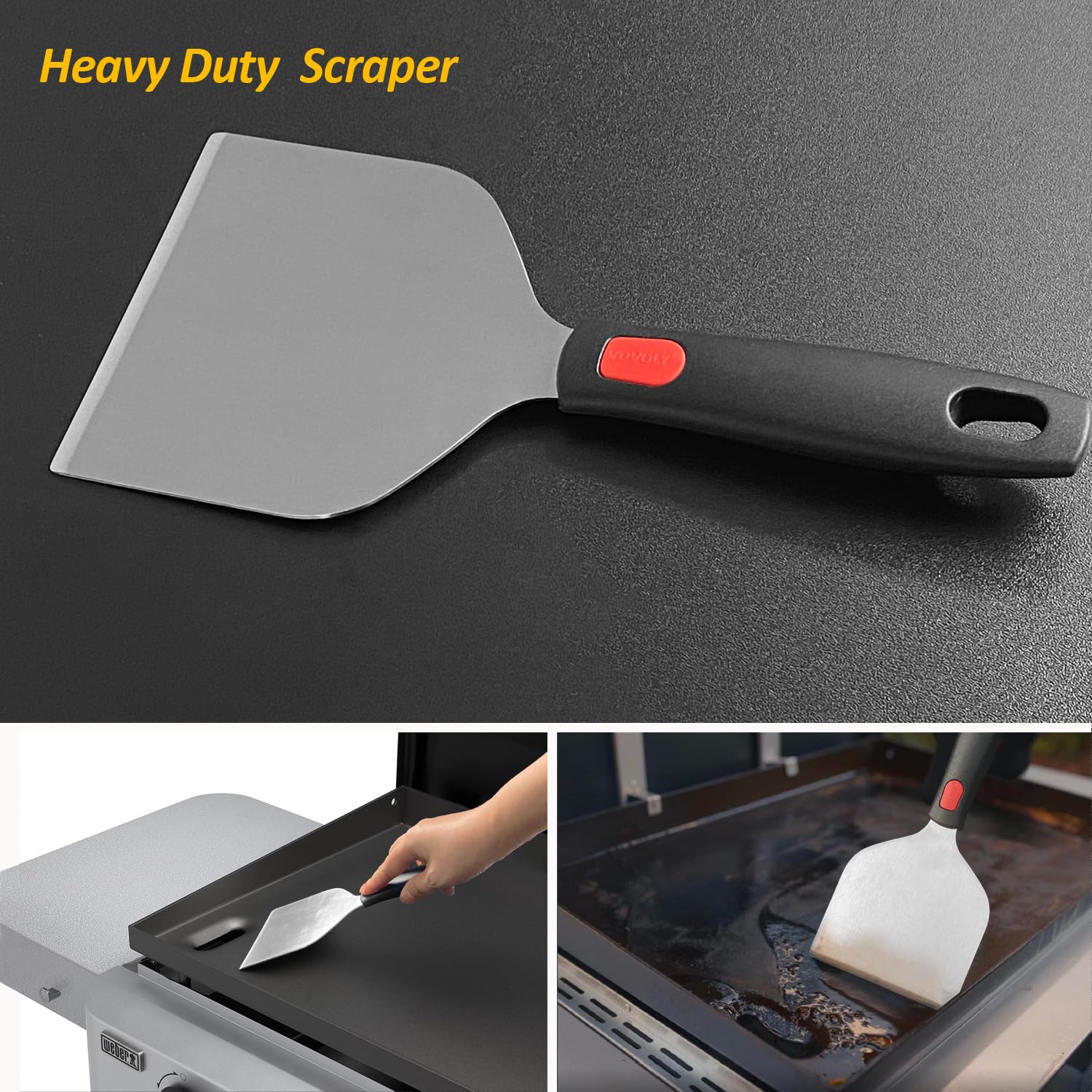 Vovoly knife-grade stainless steel blade for durable, precise flipping and scraping
